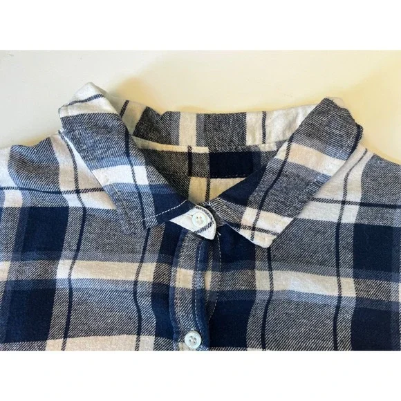 GAP Womens XL Flannel Shirt Blue White Plaid Long Sleeve Button Down‎ Top - Picture 5 of 10
